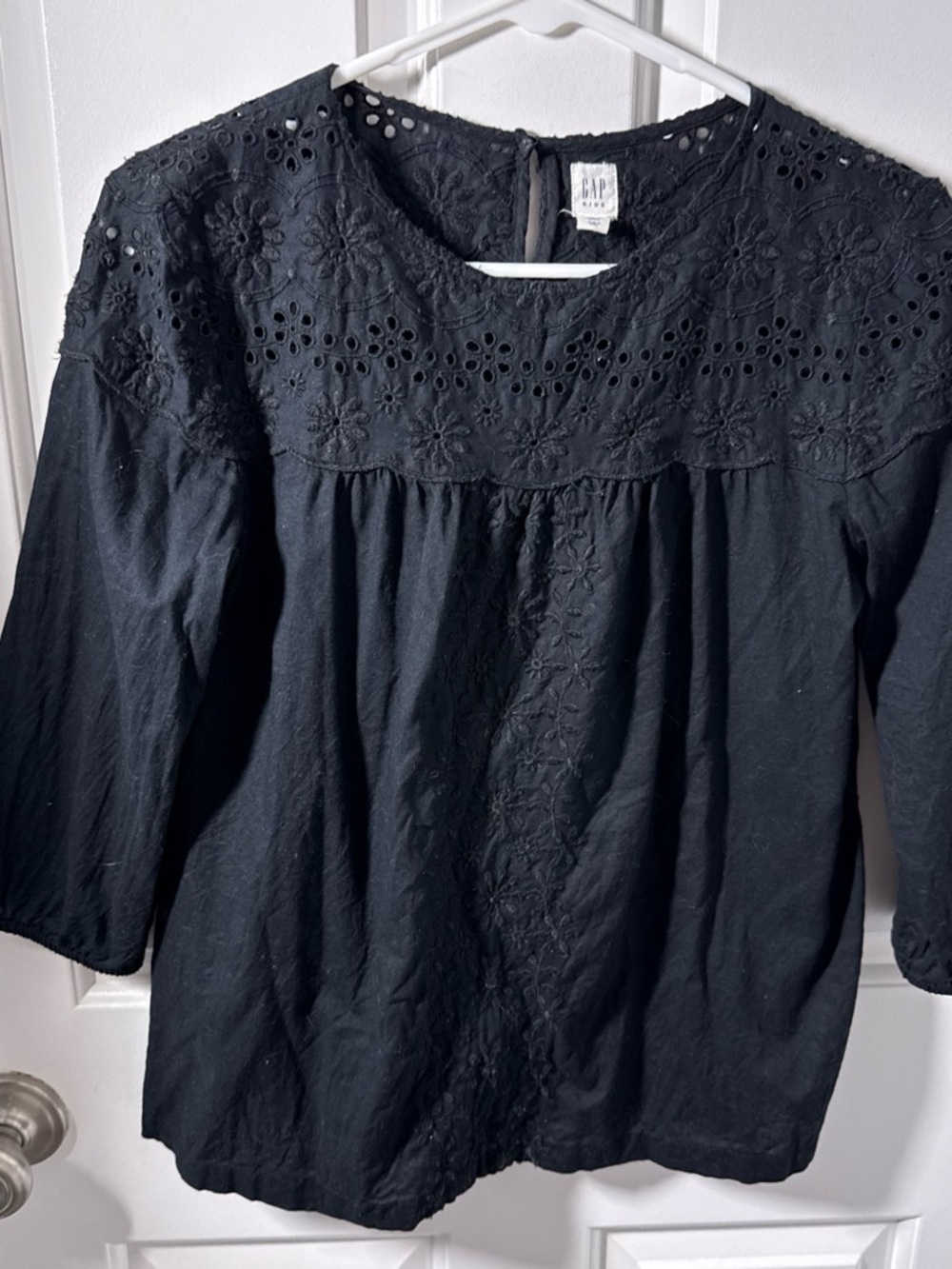 GAP Black Eyelet Yoke Kids Top